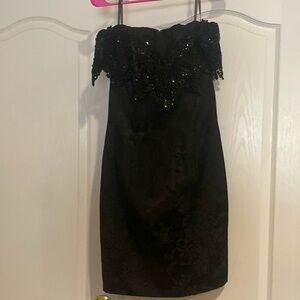 Scott McClintock Black Damask Lace collar Dress size 8 (Vintage Sizing). Lined